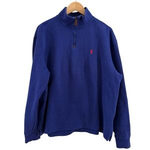 Polo Ralph Lauren Quarter Zip Pullover Shirt Blue Mens Size XL 100% Cotton